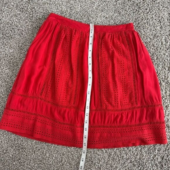 SOLITAIRE | Red Pleated Skirt with Eyelet cut out - Picture 8 of 8